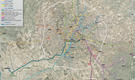 mappa della metropolitana di Roma: tratte in esercizio, tratte in costruzione, tratte in progettazione